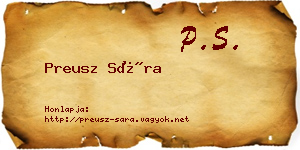 Preusz Sára névjegykártya